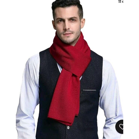 RIONA Men's 100 Australian Merino Wool Scarf Knitted Soft Warm Neckwear - Picture 2 of 2